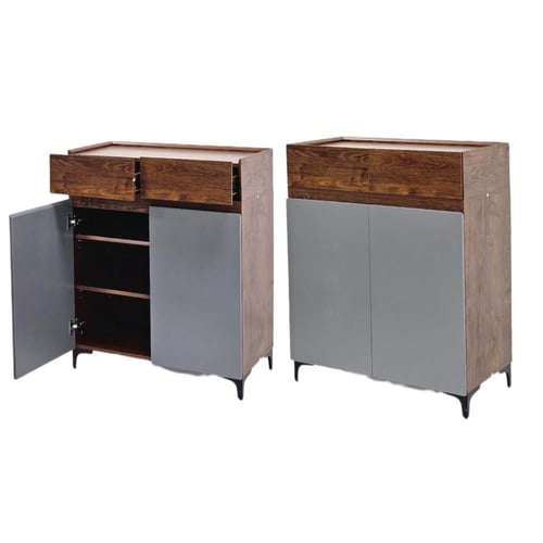 خزانة تخزين متعددة الاستخدام بتصميم خشبي ثنائي الل...