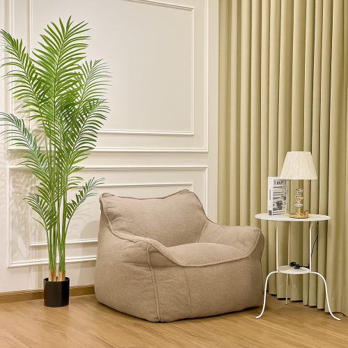 كرسي بين باج للاسترخاء محشو ناعم الملمس – رمادي