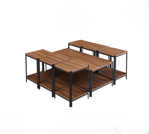 طقم طاولات تقديم و ضيافة خشب 7 قطع