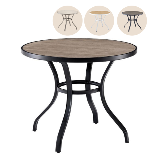 طاولة كافية دائري من المعدن والخشب 90*90*75