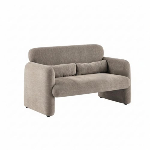 أريكة مودرن ثنائية قماش بوكليه ناعم لون رمادي بيجي
