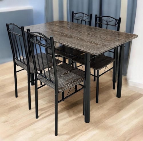 طاولة طعام 4 كراسي خشب ومعدن متين عدة الوان