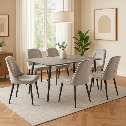 طقم طاولة طعام مودرن مكون من 6 كراسي بتصميم خشبي أ...