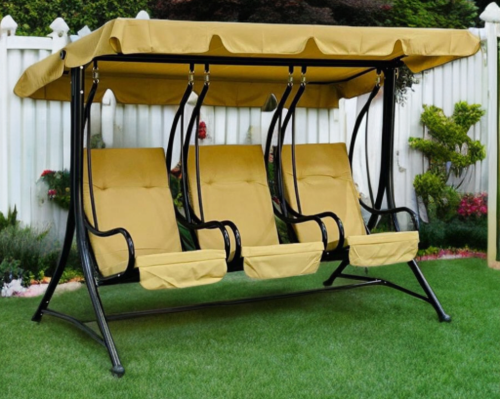 كرسي مرجيحه للحديقة بثلاث مقاعد منفصلة مع مظلة