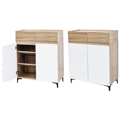 خزانة تخزين متعددة الاستخدام بتصميم خشبي ثنائي الل...