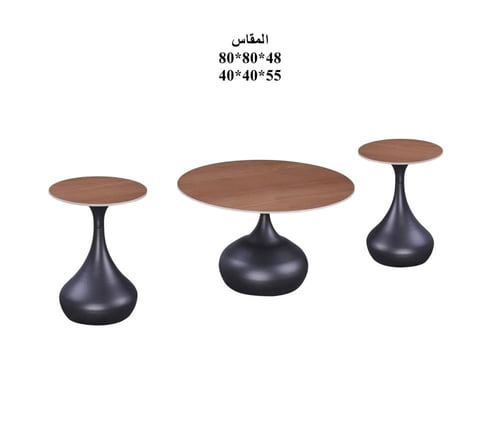طقم طاولات خدمة سيراميك بقاعدة معدنية – تصميم عصري...