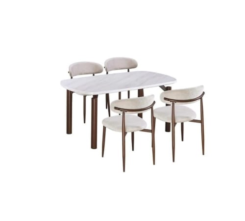 طقم طاولة طعام سطح بديل رخام مع 4 كراسي-عدة الوان