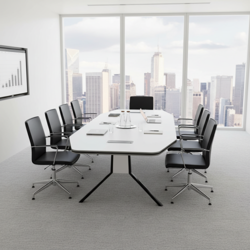 طاولة اجتماعات مودرن بتصميم عصري - لون أبيض