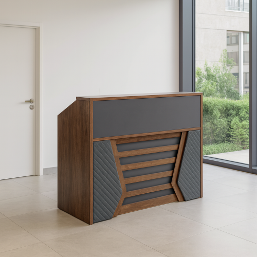 كاونتر استقبال خشبي مودرن 160cm لون بني ورمادي