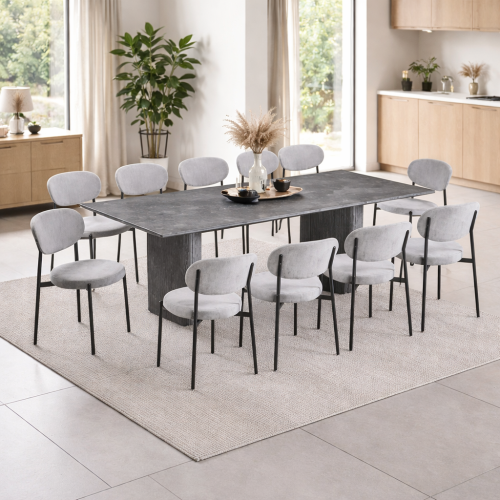 طقم طاولة طعام 10 كراسي بتصميم عصري فخم مع كراسي م...