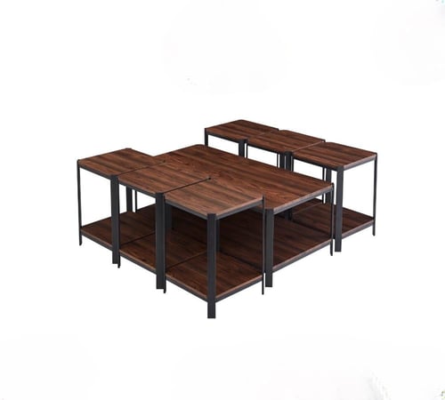 طقم طاولات تقديم و ضيافة خشب 7 قطع