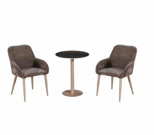 طقم طاولة كافيه دائرية بسطح سيراميك مع كراسي مودرن...