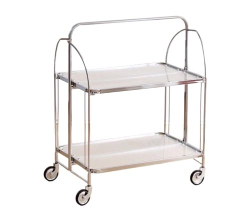 عربة تقديم قابلة للطي بعجلات ورفوف من الزجاج الثلج...