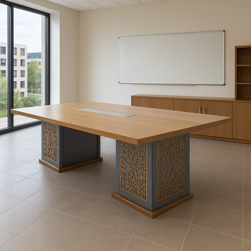 طاولة اجتماعات خشب مستطيل 240 سم بتصميم زخرفي