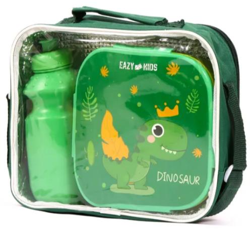 صندوق غداء + زمزمية ماء وشنطة - ديناصور - أخضر