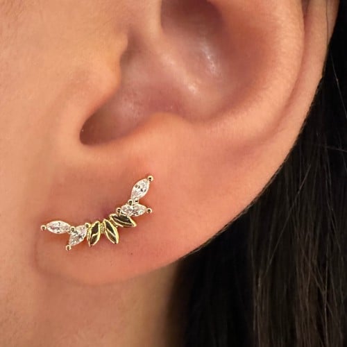 حلق فردة من الفضة مطلي بالذهب للاستخدام اليومي