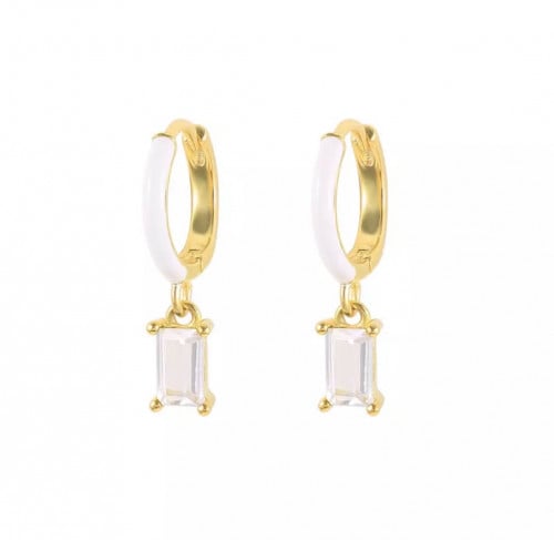 حلق نيون ابيض فضة عيار 925 مطلي بالذهب