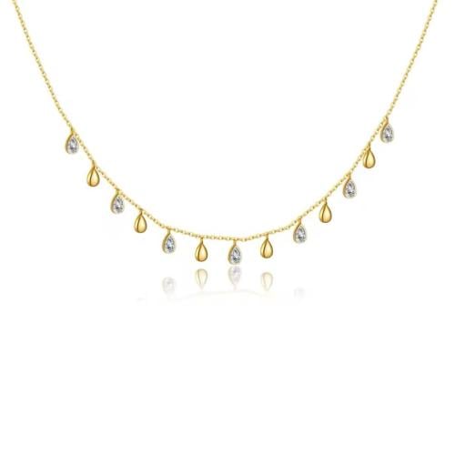 سلسال فضة 925 مطلي بالذهب مع زركون