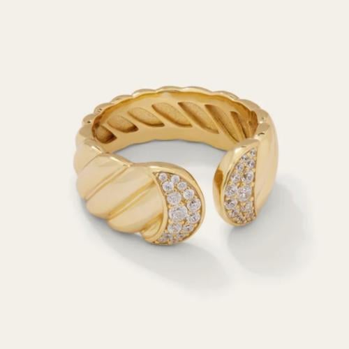 خاتم من الفضة مطلي بالذهب فري سايز