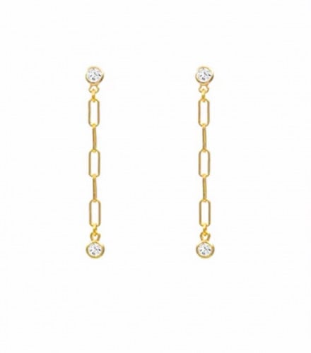 حلق فضة عيار 925 مطلية بالذهب عيار 18 مع زركون