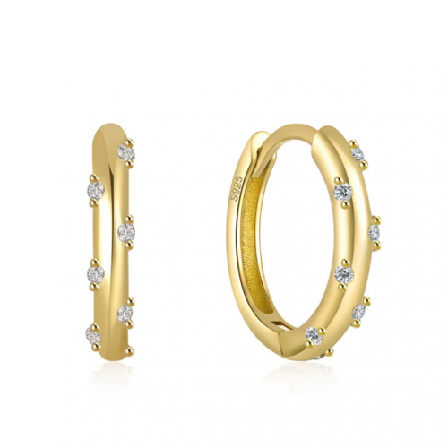 حلق يومي من الفضة عيار 925 مطلي ذهب مع زركون