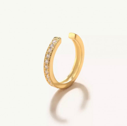 حلق بدون خرم فضة عيار 925 مطلية بالذهب عيار 18 مع...