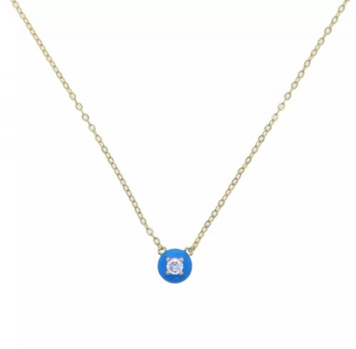 blue dot necklace - سلسلة نيون باللون الأزرق مطلية...
