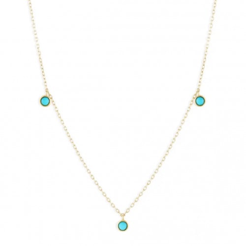 سلسال فيروز من الفضة مطلية بالذهب