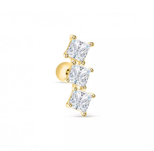 حلق فردة فضة عيار 925 مطلية بالذهب عيار 18 مع زركو...