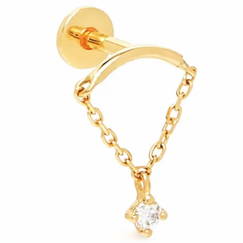 حلق فردة فضة عيار 925 مطلي بالذهب