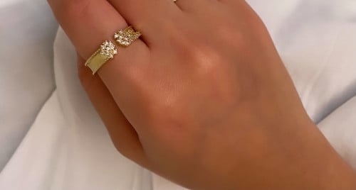 خاتم مطلي ذهب مع زركون