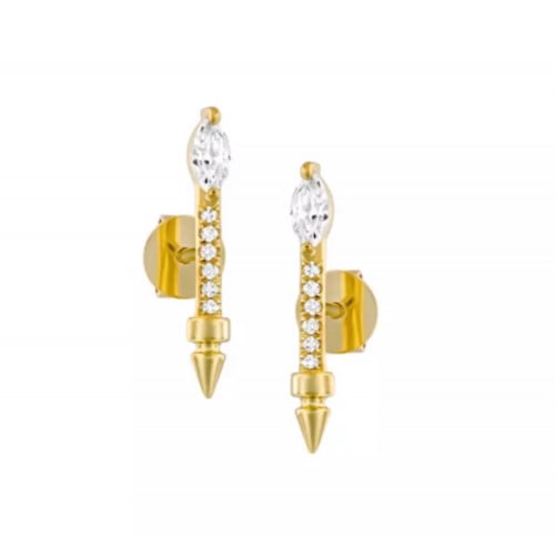 حلق فضة عيار 925 مطلية بالذهب عيار 18 مع زركون