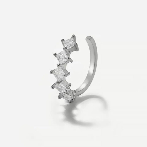 حلق بدون خرم فضة عيار 925 مع زركون(فردة)