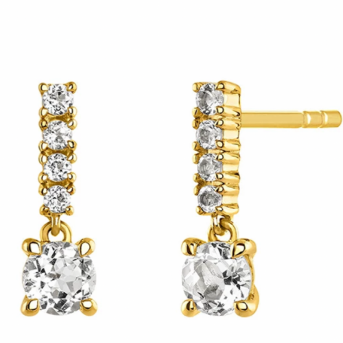 حلق فضة عيار 925 مطلية بالذهب عيار 18 مع زركون