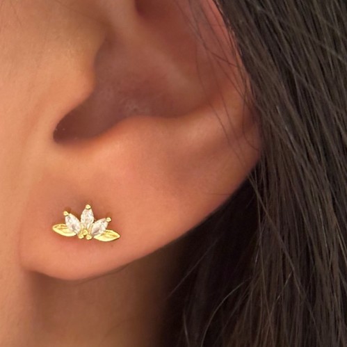 حلق فردة من الفضة مطلي بالذهب للاستخدام اليومي