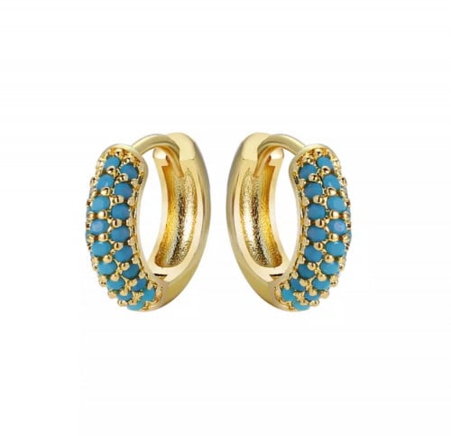 حلق زركون فيروزي مطلي ذهب