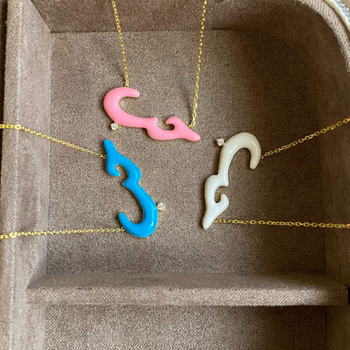 سلسلة حب باللون بنك فضة عيار 925 مطلية ذهب مع حجر...