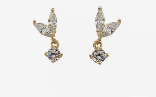 حلق فضة عيار 925 مطلية بالذهب عيار 18 مع زركون