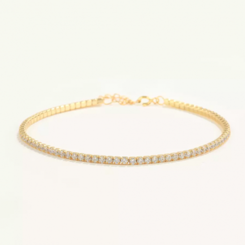 اسوارة فضة عيار 925 مطلي بالذهب مع زركون