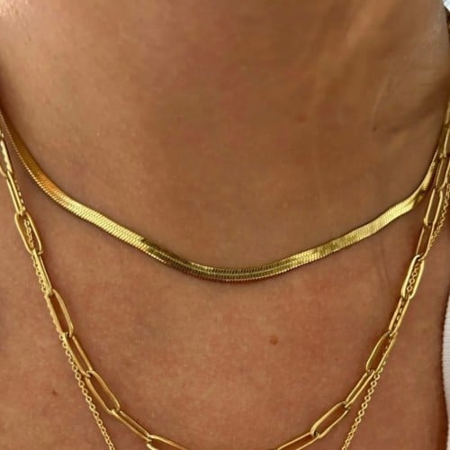 سلسال يومي ستانلس ستيل مطلي بالذهب مقاوم للماء