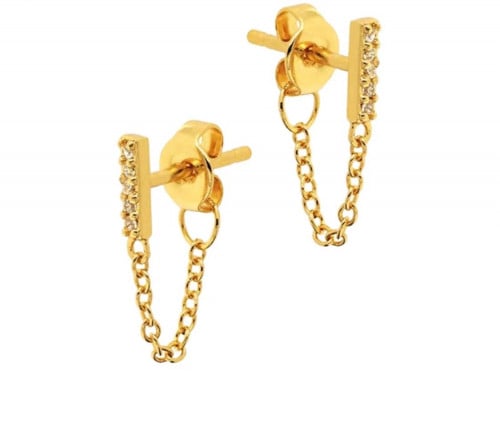 حلق فضة عيار 925 مطلية بالذهب عيار 18 مع زركون