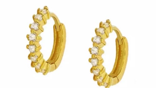 حلق فضة عيار 925 مطلية بالذهب عيار 18مع زركون