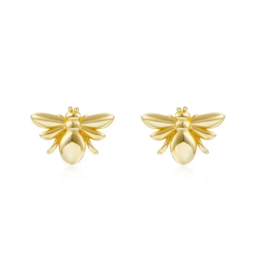 حلق النحلة فضة 925 مطلي بالذهب