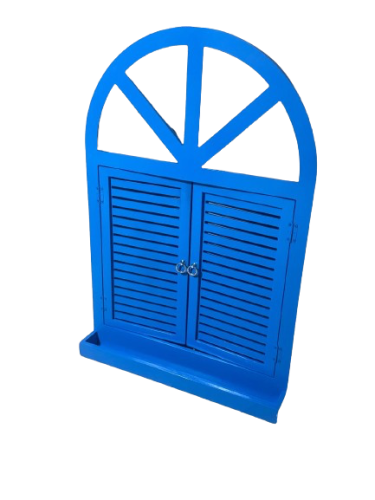 شباك ريفي يوناني ازرق