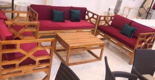 طقم جلسة خشب سويدي