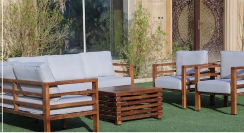 طقم جلسة خشب سويدي