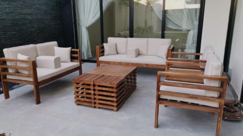 طقم جلسة خشب سويدي