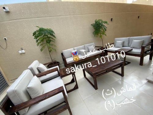 طقم جلسة خشب سويدي