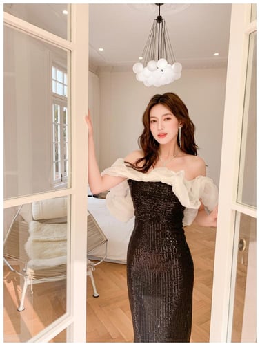 فستان اسود ترتر