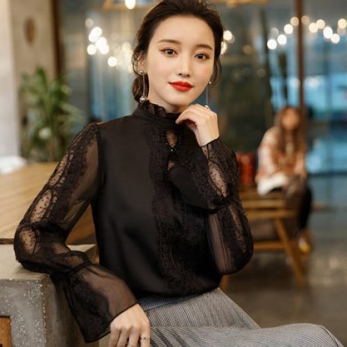 بلوزة اسود حرير blouse11
